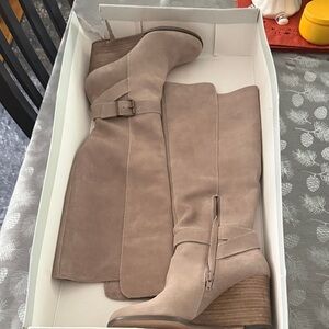 Sole Society Taupe Over the Knee Boots